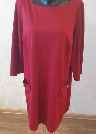 Бордовое яркое платье-туника wallis с карманами и молнией (размер xl-xxl / uk 18 / 46)