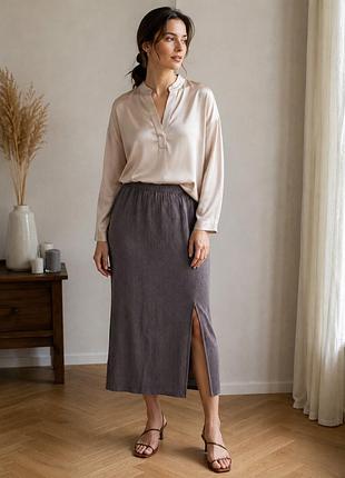 H&m premium selection 🤎 юбка 70% шёлк | silk blend | р.40 | taupe