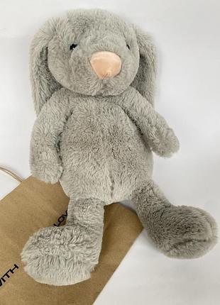 Большой  плюшевый серый зайчик заяц зая зайчонок кролик в стиле jellycat / мягкая игрушка заяц обнимашка