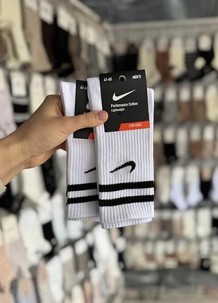 Шкарпетки носки білі високі найк nike зі смужками спортивні