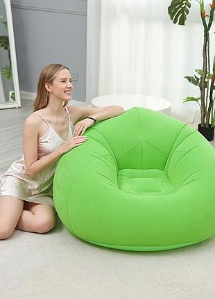 Надувне крісло-пуф inflatable sofa / надувне крісло-мішок 110×110×85 см зелений