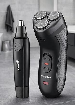 Электробритва gm-7113 2 в 1 / мужской триимер для бороды, носа и ушей