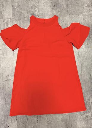 Яскраво-червона мінісукня zara basic з відкритими плечима 3