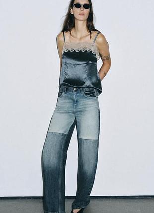 Джинсы zw collection curved со средней посадкой и пэчворком