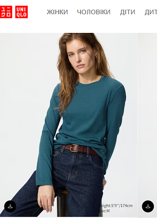 Лонгслив футболка с длинным рукавом рр 46-48 uniqlo япония хлопок