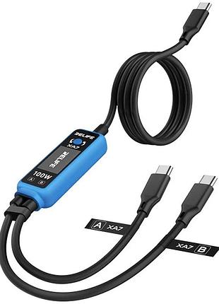 Кабель тестер relife xa7 / type-c 2 в 1 / quick charge 4.0 / pd 3.0 / 100 вт / для iphone android