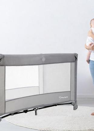 Детская складная кроватка-манеж moby-system happy traveller basic с раскладным матрасом, сумкой, колесиками и боковым выходом, 126
