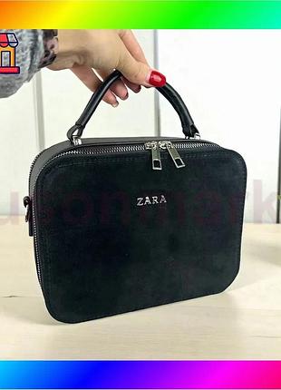 Bs женская замшевая мини best mix сумка на плечо стиль zara черная, маленькая сумочка натуральная замш bas77/n