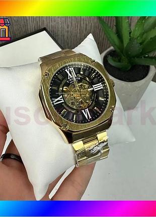 Bs чоловічий механічний годинник best mix winner gmt-1159 gold золото, наручний годинник віннер скелет bas77/n