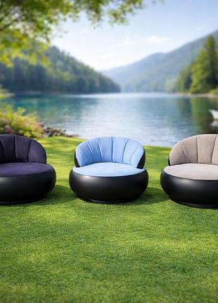 Надувне крісло air sofa / надувне велюрове крісло 80×80×67см