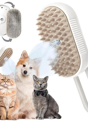 Паровая щетка массажер спрей 3 в 1 pet spray massage brush для вычесывания собак и кошек с паровым распылителем с ручкой