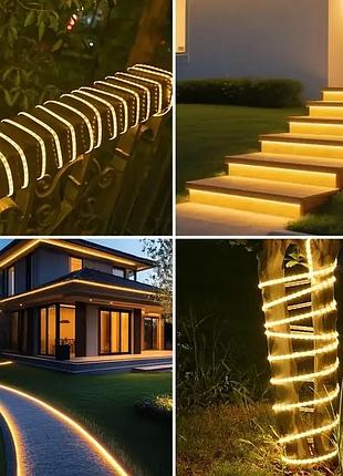 Led гирлянда с солнечной батареей 10 м (теплый белый свет)