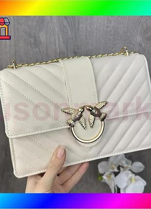 Bs жіноча міні сумочка best mix клатч на плече в стилі пінко стьобана, маленька сумка pinko з пташками bas77/n