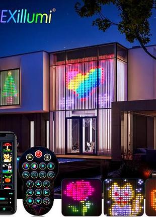 Гірлянда штора від мережі 3х3 м 400led rgb + пульт дистанційного керування, sf-1 / розумна гірлянда з додатком на телефон