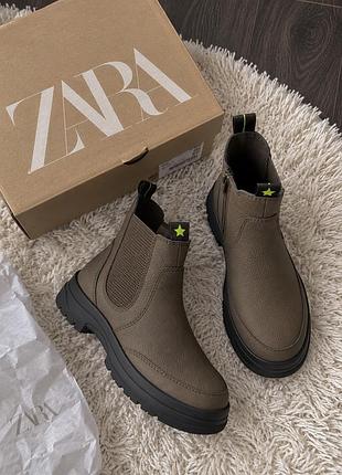 Черевики демісезонні демі ботинки челсі zara коричневі