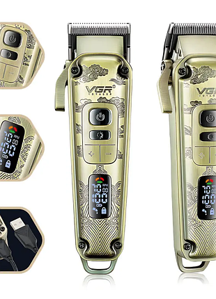 Аккумуляторная машинка для стрижки vgr v-005 с насадками 8 шт