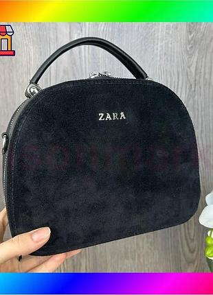Bs жіноча сумка замшева best mix клатч на плече стиль zara чорна, міні сумочка натуральна замша зара bas77/n