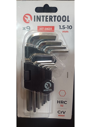 Набор шестигранных ключей г-образных intertool ht-0601, hex 1.5-10 мм, 9 шт (cr-v)