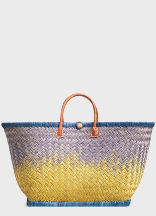 Сумка пляжна жіноча le comptoir de la plage aravola mm_bicolor_156 натуральна солома плетений кошик one size синій-жовтий