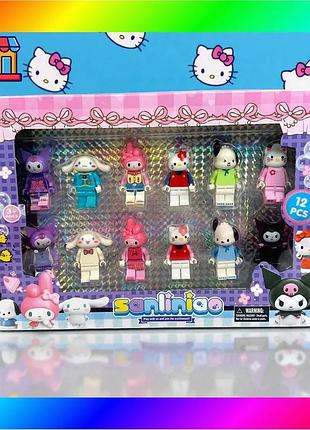 Bs детские фигурки конструктор best mix hello kitty, набор фигурок лего котики 12 шт bas77/n