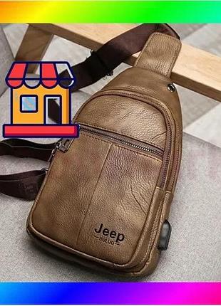 Bs чоловіча сумка-бананка на best mix груди барсетка на плече кросбоді jeep з usb екошкіра світло-кори bas77/n