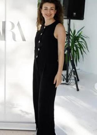 Zara чорний костюм жилетка штани льон xs