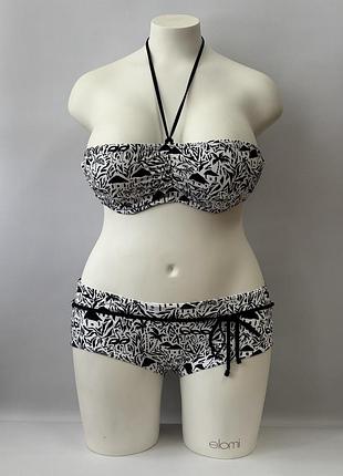 Купальник раздельный freea la bamba 3515/3517 бандо со сборками на груди 75d/m black & white (zik0000020297)