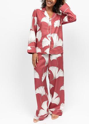Пижама (рубашка + штаны) женская cyberjammies josie 5295-5296 12/m коричневый с принтом листьев (5051877638976)