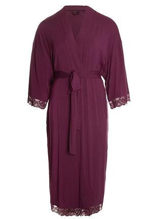 Халат женский pretty you london bamboo lace kimono-bordeaux l-xl бордовый (5056372015932)