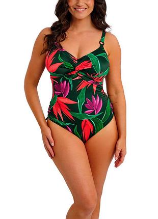 Купальник совместимый fantasie pichola 503947 с поворотом спереди на косточках мягкая чашка 95e зеленый с цветочным принтом