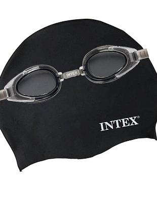 Набор 2 в 1 для плавания intex 55649 (очки: универсальные 55685, обхват головы ≈ 52-65 см, шапочка 55992)