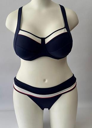 Купальник роздільний huit 8 sunset stripes 40/302 елегантний з шортиками мʼяка чашка на кісточках 80f/40 синій (zik0000019451)