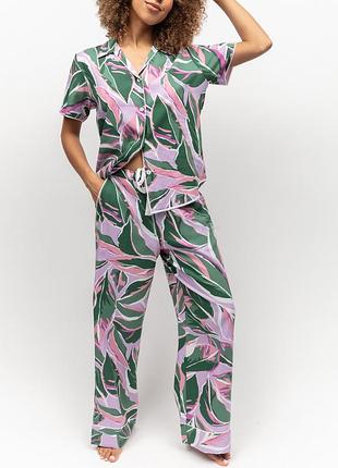 Пижама женская cyberjammies lexi 0175-0176 10/s фиолетовая с принтом листьев (5051877494503)