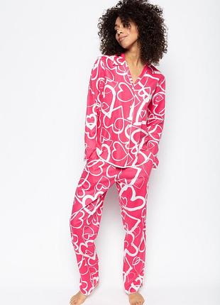 Піжама жіноча cyberjammies mallory 9023-9024 до дня закоханих подарунок 10/s рожевий з принтом сердець (5051877378261)