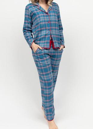 Піжама жіноча cyberjammies montana 0495-0496 20/3xl блакитний у клітинку (5051877527768)