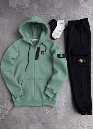 Спортивний костюм stone island зима: зіп худі-штани 2 пари шкарпеток у подарунок