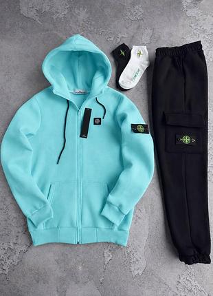 Спортивний костюм stone island зима: зіп худі-штани 2 пари шкарпеток у подарунок