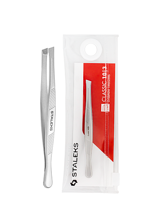 Пінцет для корекції брів staleks classic скошений 91 мм (tc-10/3) daily skin care