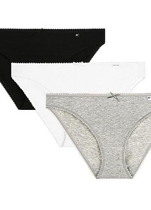 Набор трусиков pretty polly alice es013c слипы брендовые женские хлопковые комфортные 3 шт l black / grey marl / white