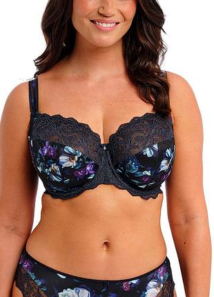 Бюстгальтер с косточками fantasie lucia 101501min full cup боковая поддержка для большой груди 75k темно-синий с цветочным принтом