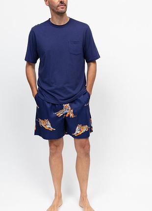 Пижама (футболка + шорты) мужская cyberjammies indigo 3197-3196 xl синий с принтом тигра (5051877655577)