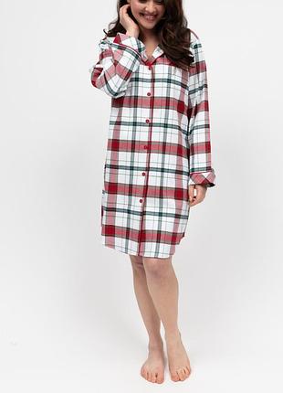 Нічна сорочка cyberjammies blaze 5141blz жіноча м’яка байкова фемелі подарунок комфорт тепла зима s червоний у клітку