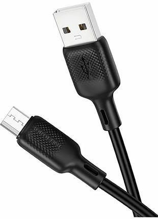 Кабель usb micro 2.4a 1м силиконовый черный borofone bx113 для зарядки и передачи данных