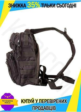 Ku рюкзак тактичний однолямковий universal fit kombat uk mini molle чорний сумка для військових і акти uni2l_k