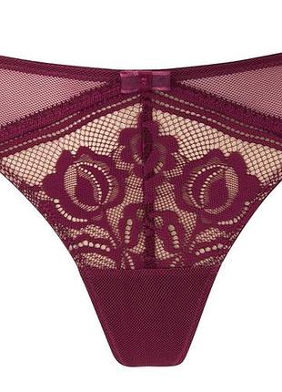 Трусики gossard encore 15606 стринги из стрейч кружева с смелым дизайном xs bordeaux (5050301471440)