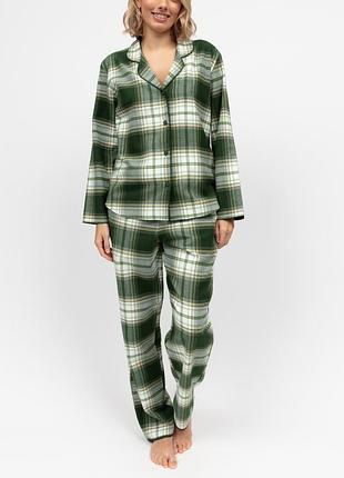 Піжама жіноча cyberjammies fern 5126-5127 тепла комфортна преміум якість фемелі лук новорічна 14/l зелений у клітку