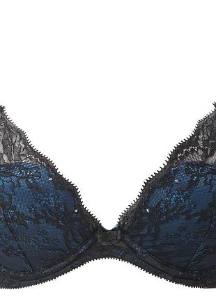 Бюстгальтер gossard vip olympia 11901 с пуш ап на косточках формованная кружево 70b black blue (5053014367428)