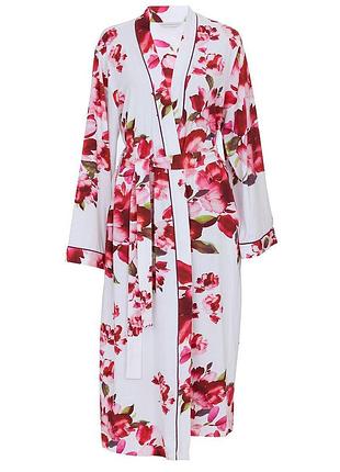 Халат женский isabella 5119isa мягкий трикотаж подарок 24/5xl молочный с цветочным принтом (5051877613706)