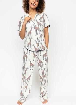 Пижама женская cyberjammies georgina 0683-0684 14/l белый с принтом жирафа (5051877572218)
