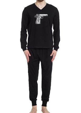 Піжама чоловіча homewear mad 36180 з довгим рукавом та принтом стильна зимова xl noir (3700463536854)